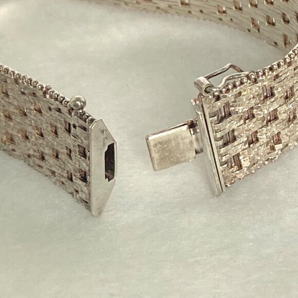 Italian Milor Sterling Silver 925 Heavy 16mm Wide Woven Riccio Bracelet 7.25" - Picture 8 of 16